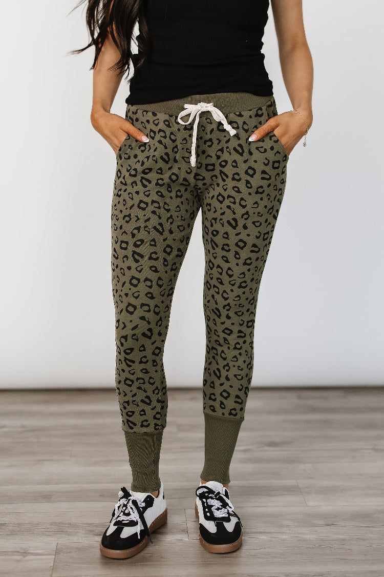 New & Improved Joggers- Olive Leopard – Mindy Mae's Market