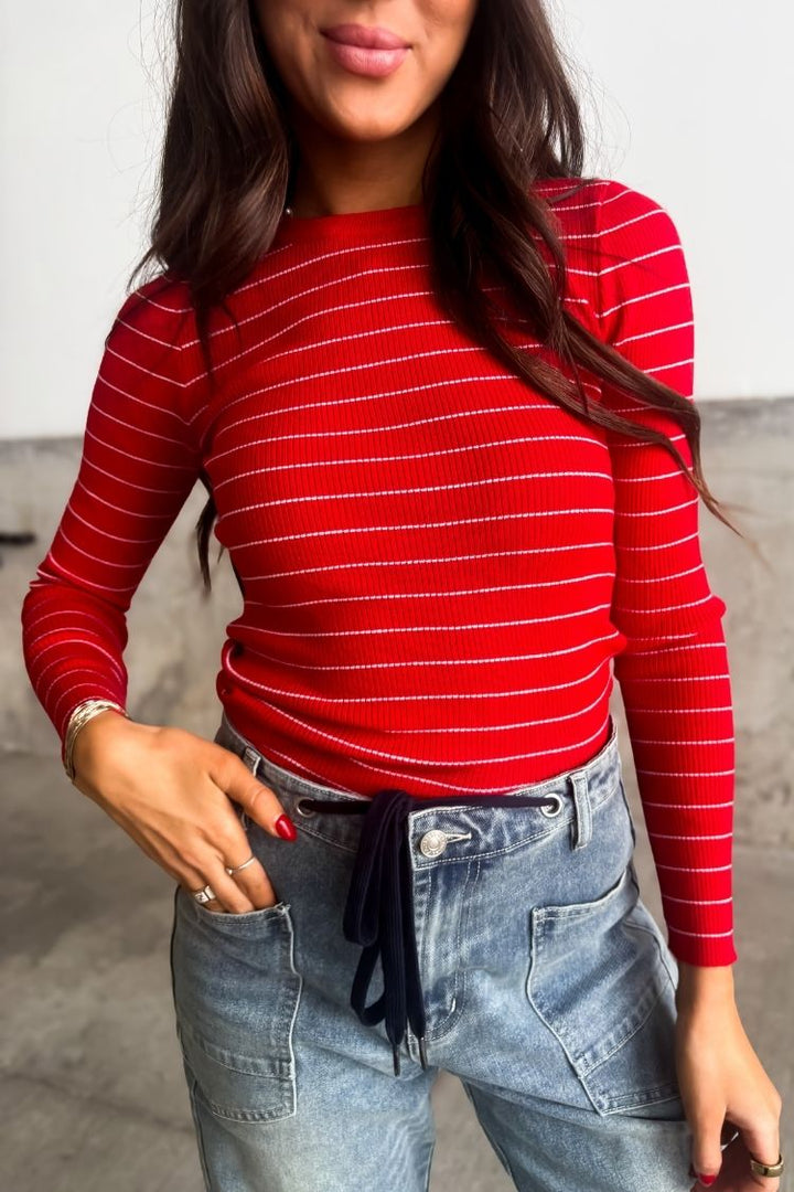 Erin Striped Sweater - Red