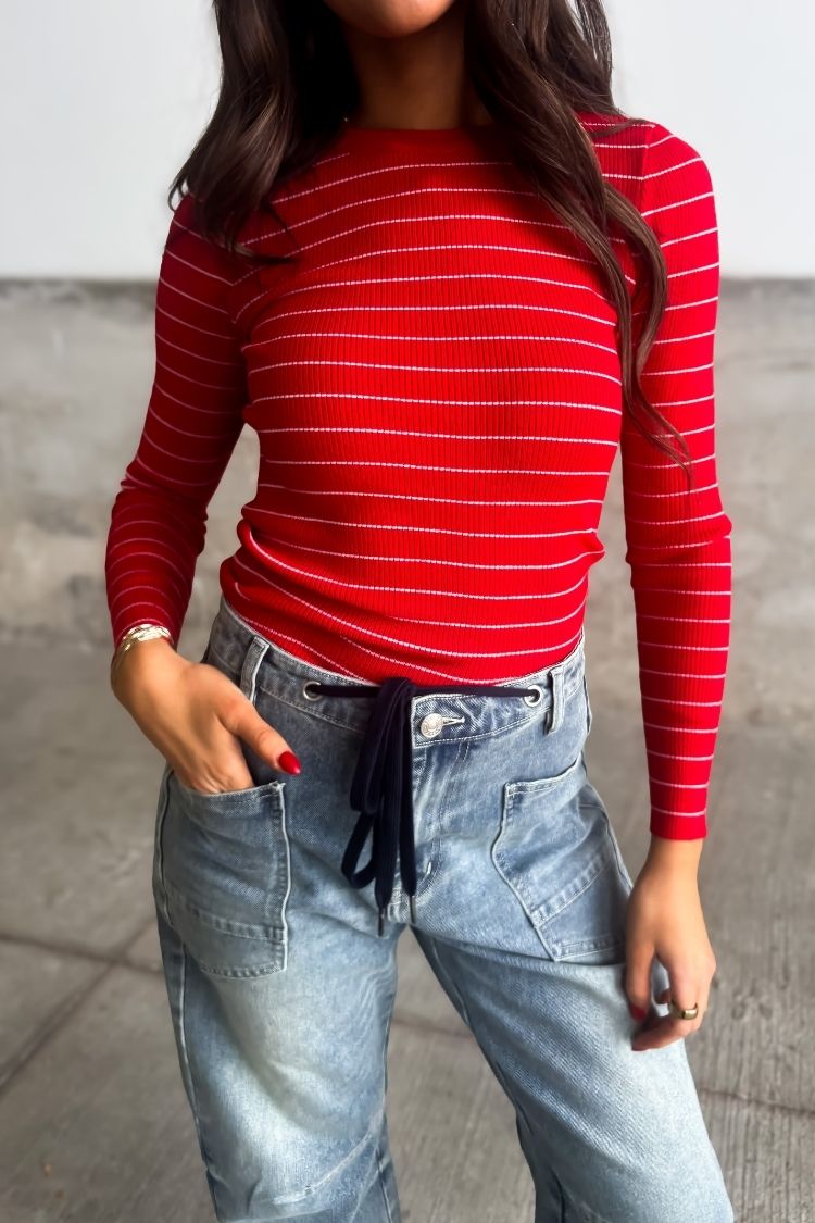 Erin Striped Sweater - Red