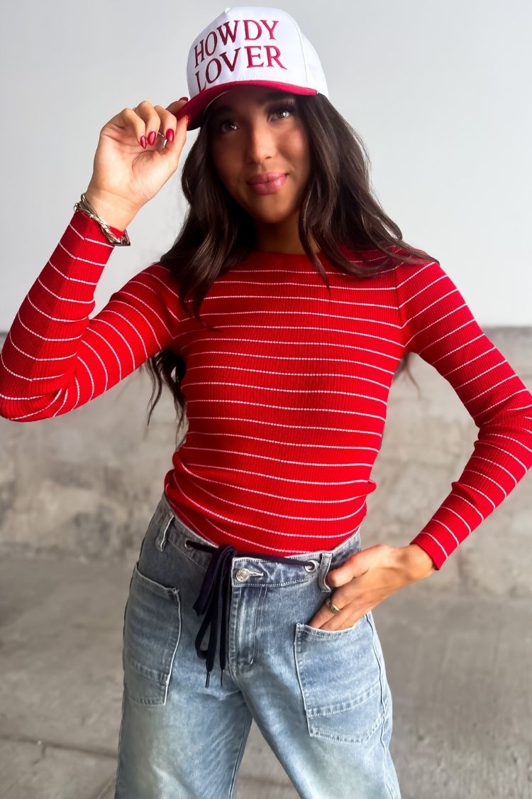 Erin Striped Sweater - Red