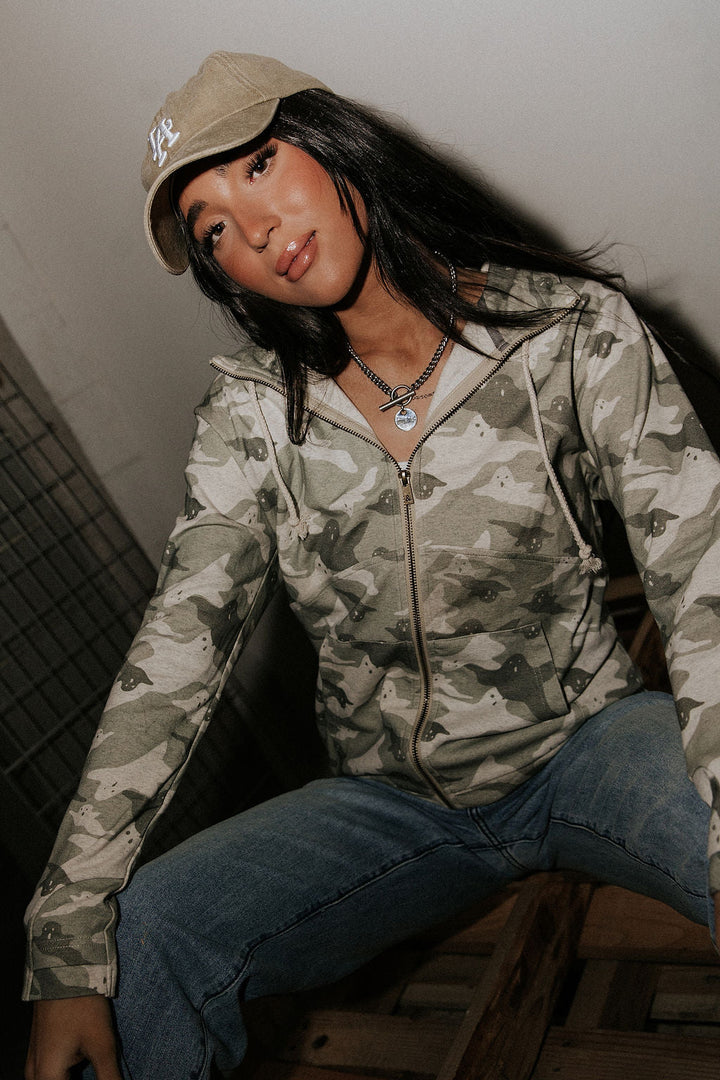 Preorder: FullZip Sweatshirt - Peek-A-Boo Camo