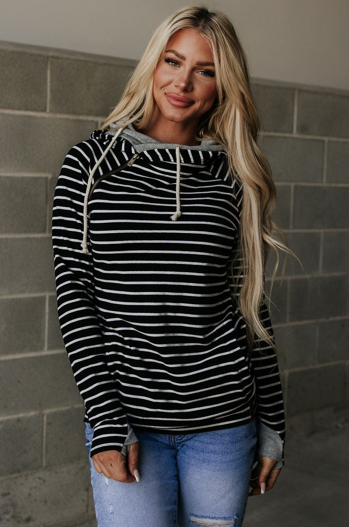 DoubleHood® Sweatshirt - Line It Up Black