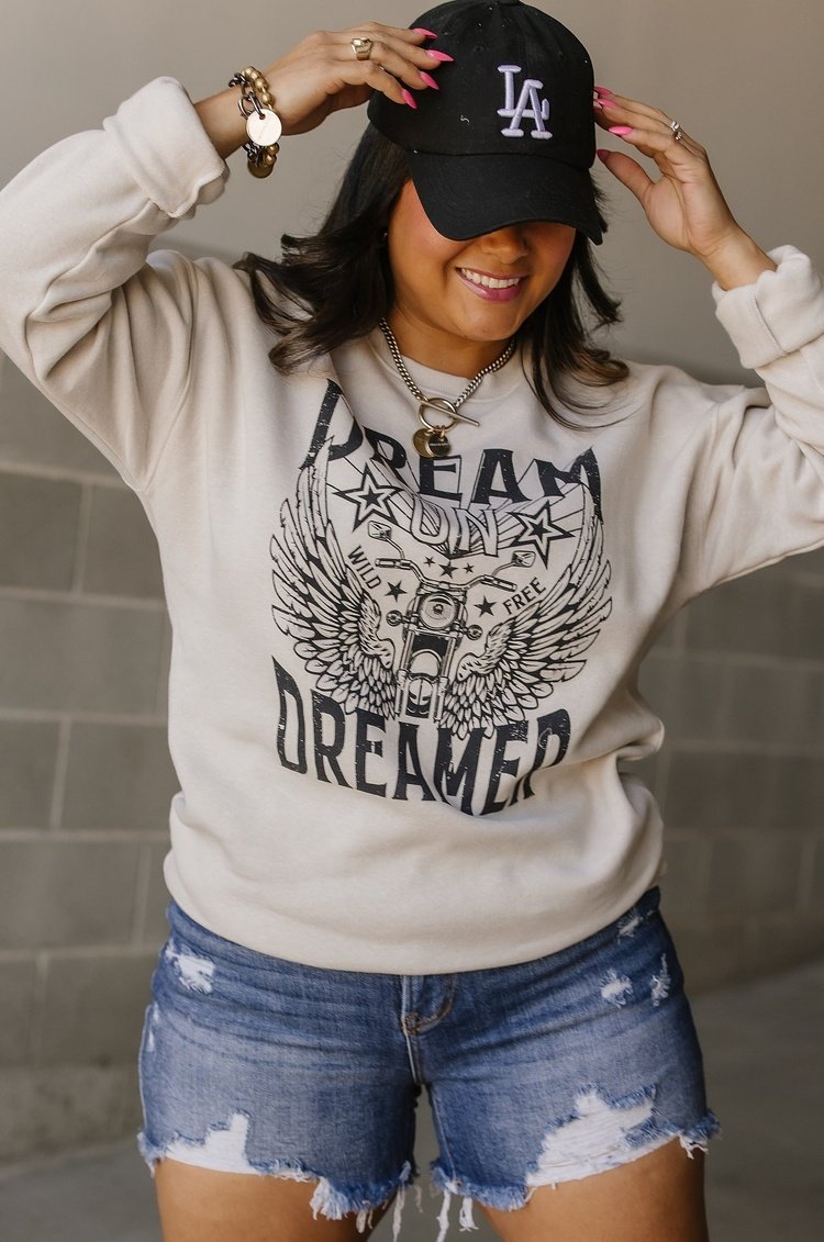 Dream On Pullover - Grey  Mindy Mae's Market Sweatshirt