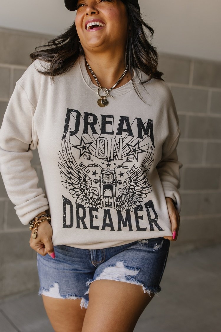 Dream On Pullover - Grey  Mindy Mae's Market Sweatshirt