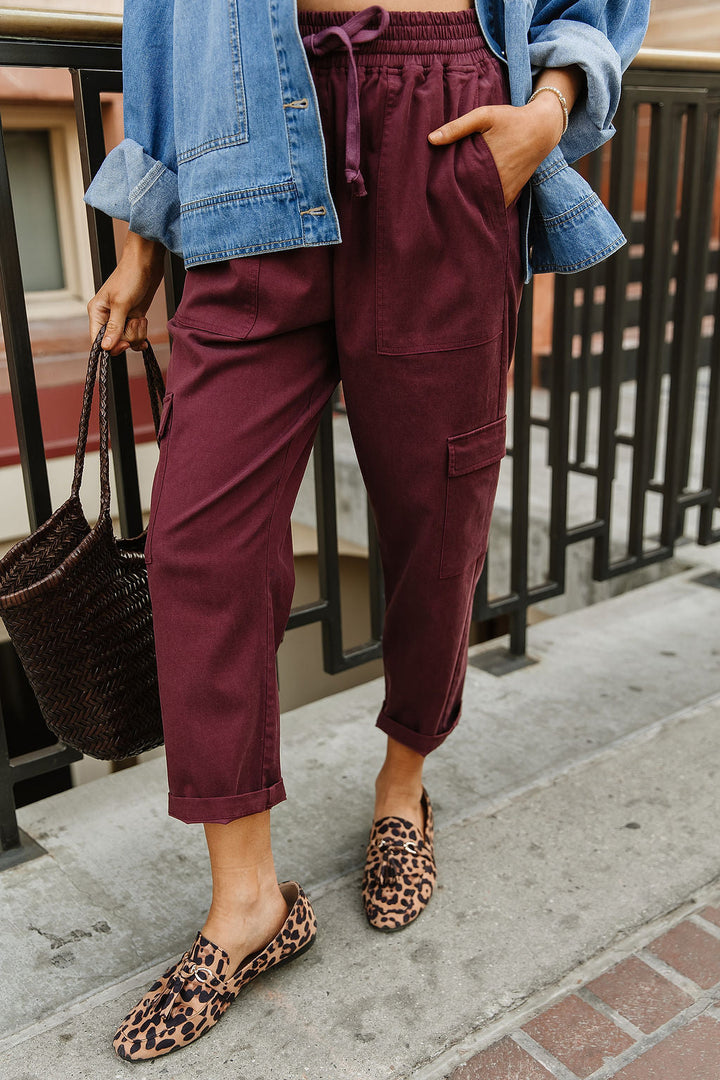 Cargo Cutie Crop Pant - Wine
