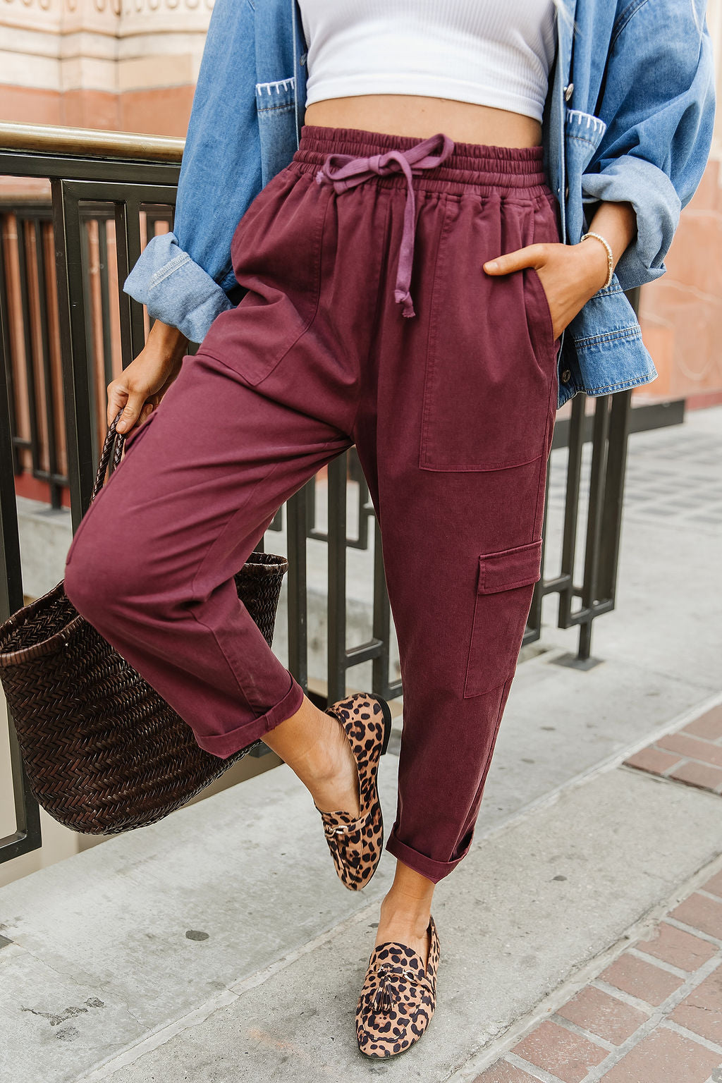Cargo Cutie Crop Pant - Wine
