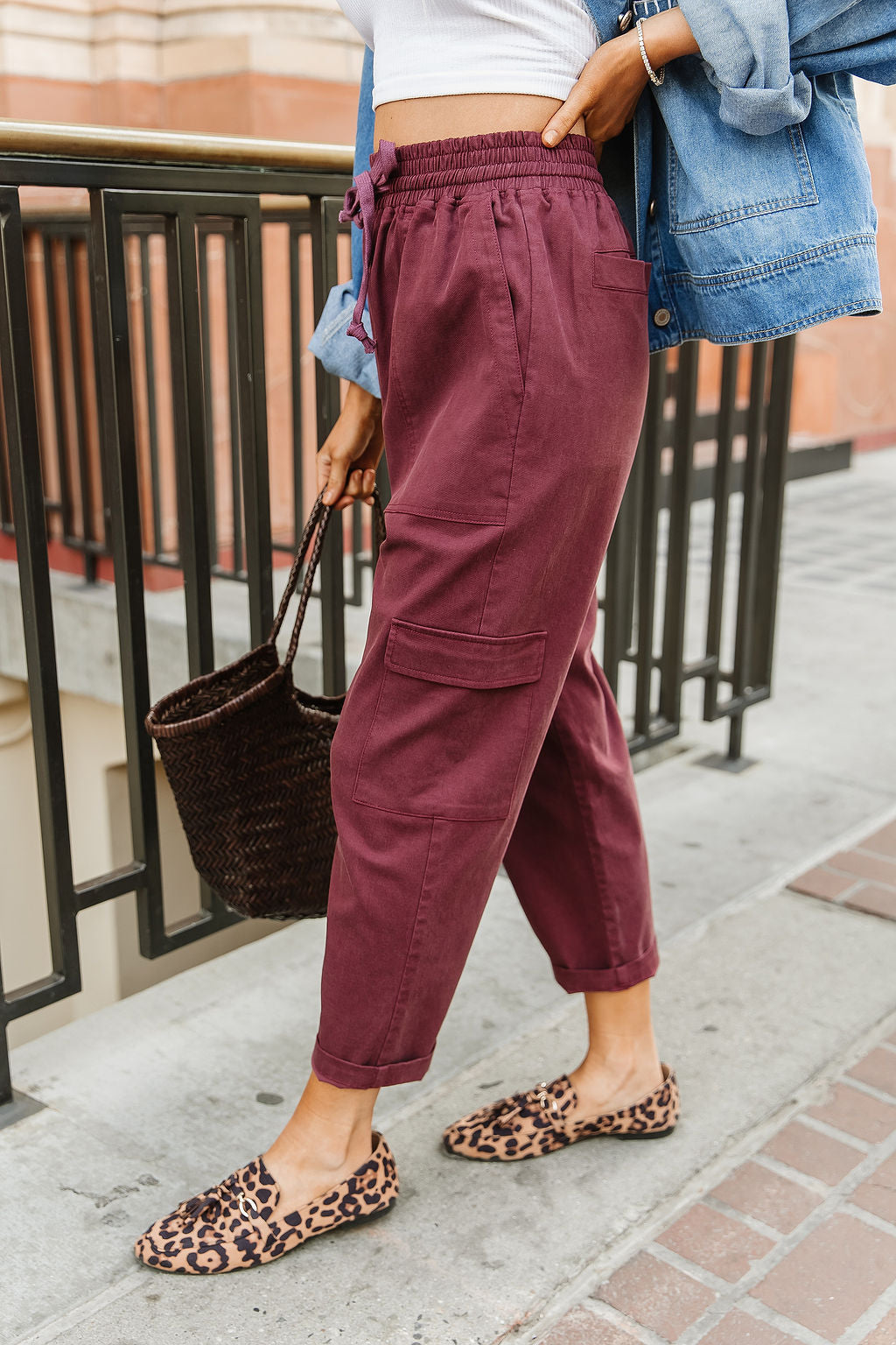 Cargo Cutie Crop Pant - Wine