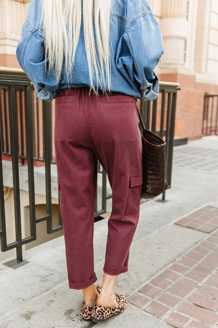 Cargo Cutie Crop Pant - Wine