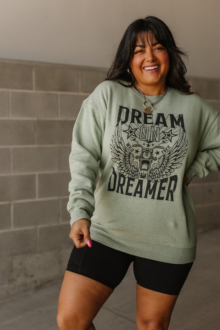 Dream On Pullover - Sage  Mindy Mae's Market Sweatshirt