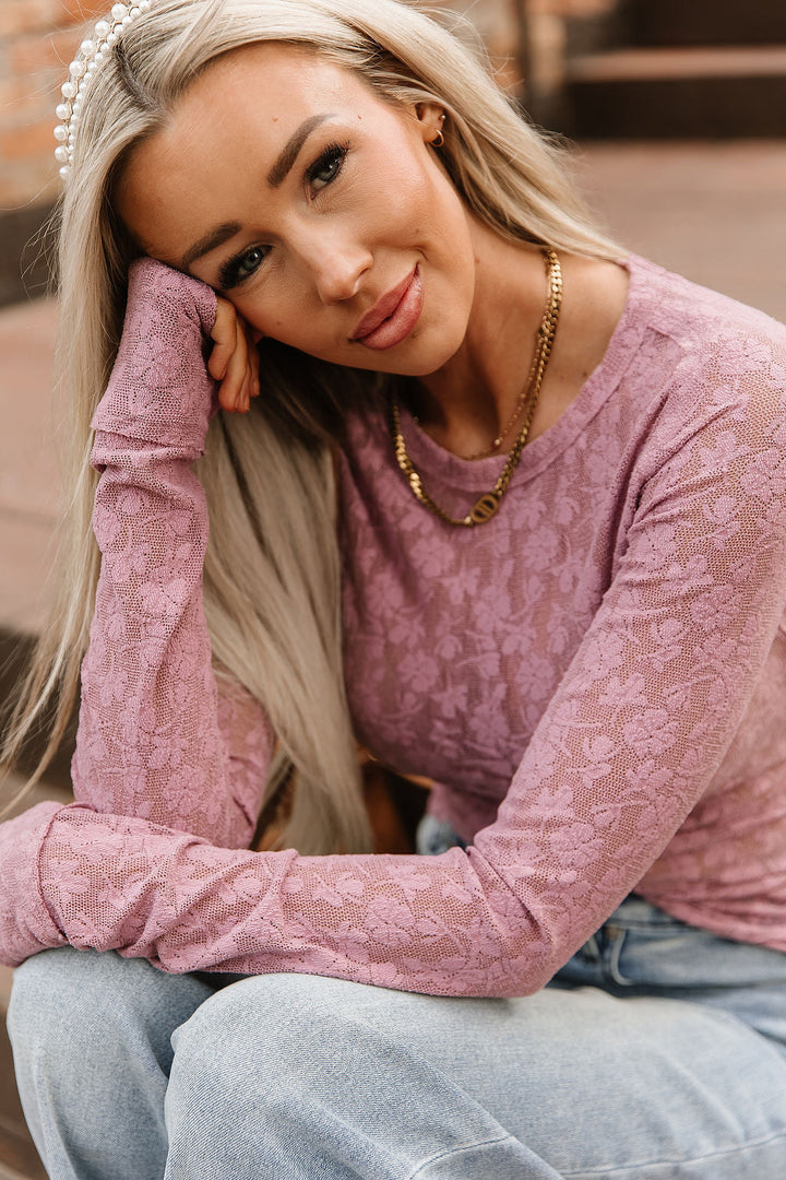 Hattie Lace Long Sleeve - Mauve