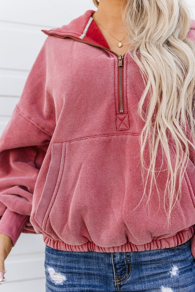 Oversized HalfZip - Strawberry - Mindy Mae's Marketcomfy cute hoodies