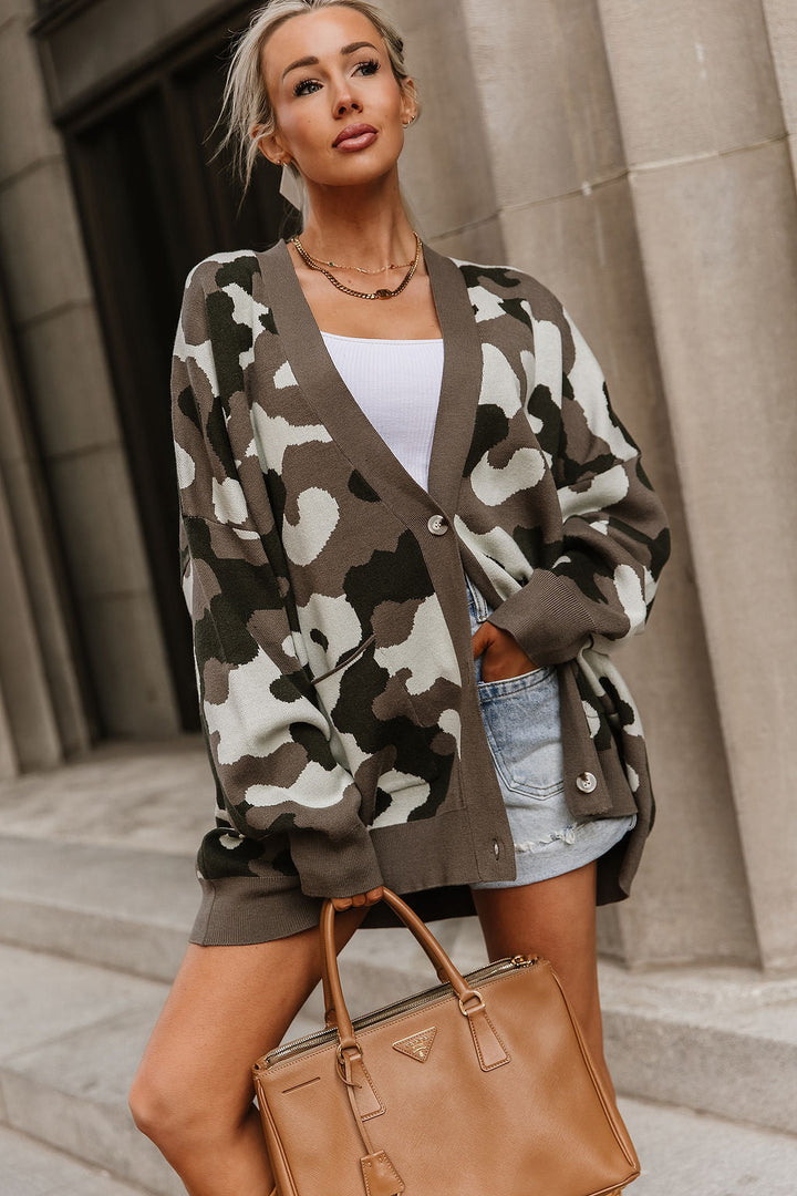 Oversized Cardigan - Camo Crush