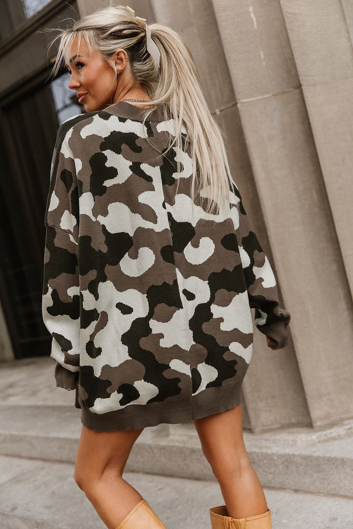 Oversized Cardigan - Camo Crush