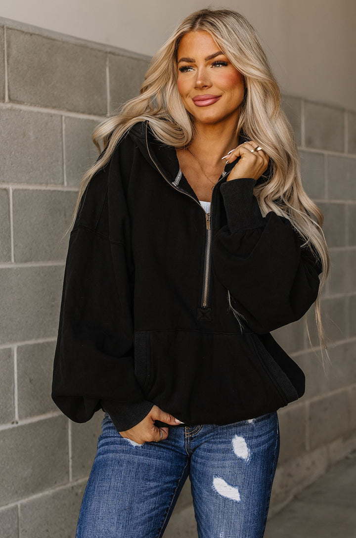 Oversized HalfZip - Black - Mindy Mae's Marketcomfy cute hoodies