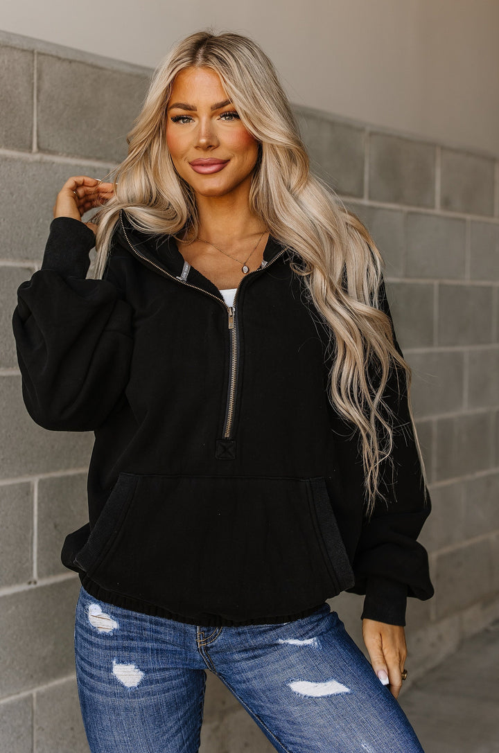 Oversized HalfZip - Black - Mindy Mae's Marketcomfy cute hoodies