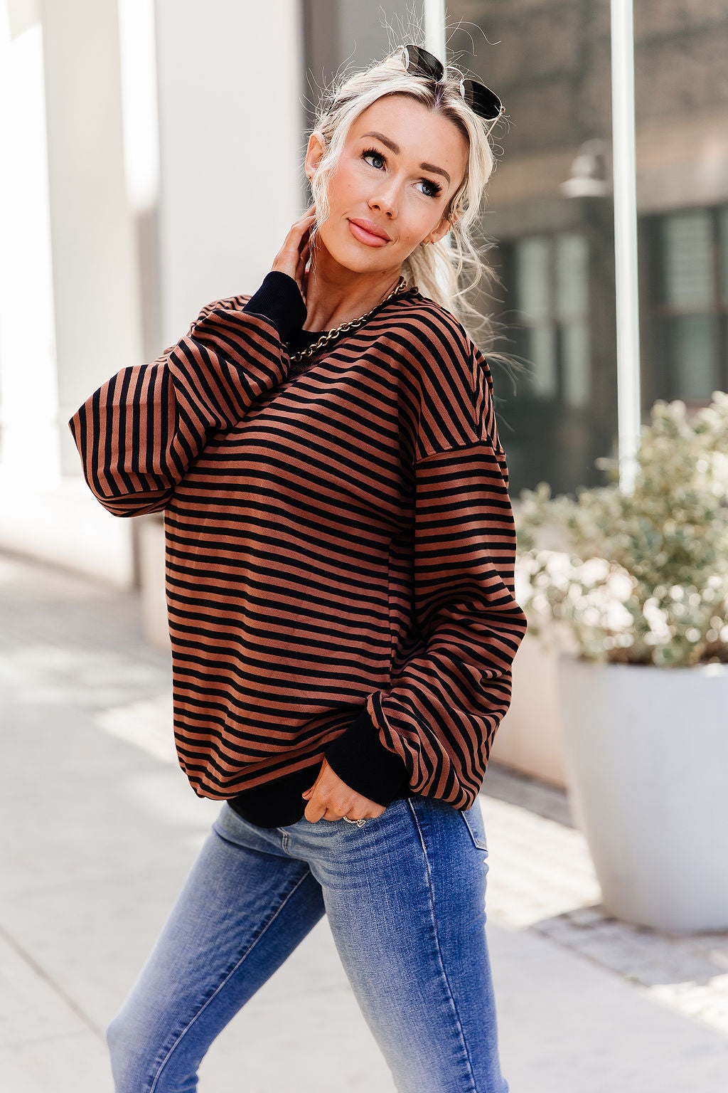 Performance Fleece University Pullover - Chai Stripe