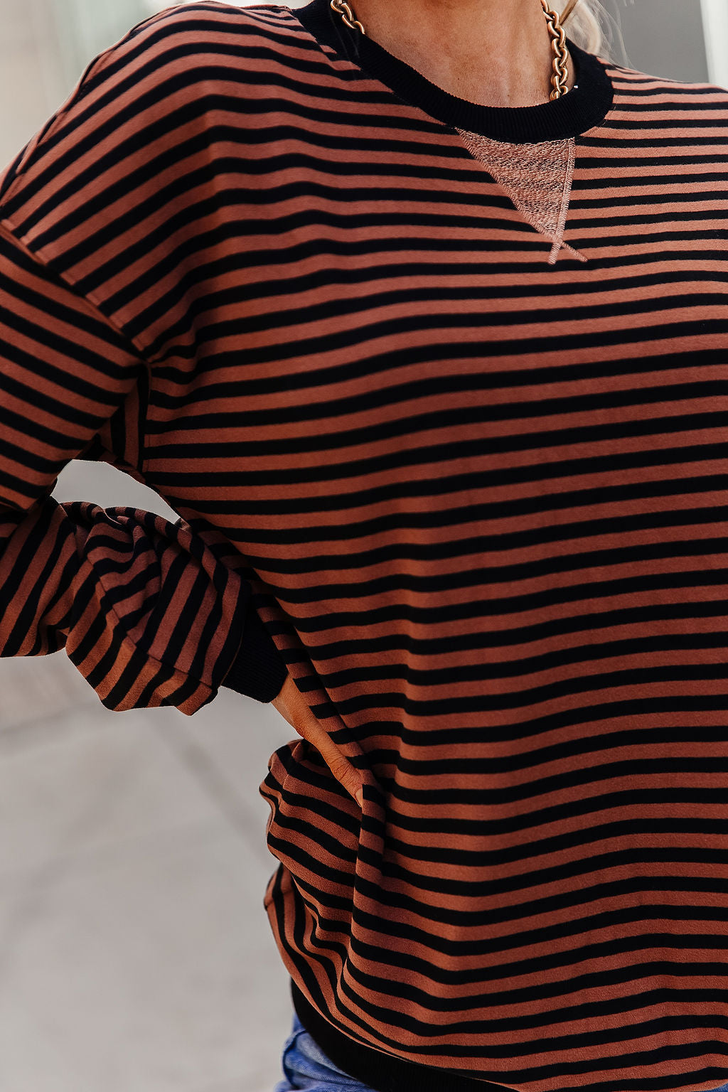 Performance Fleece University Pullover - Chai Stripe