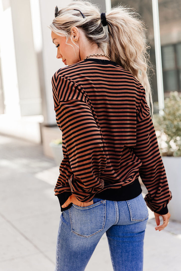 Performance Fleece University Pullover - Chai Stripe