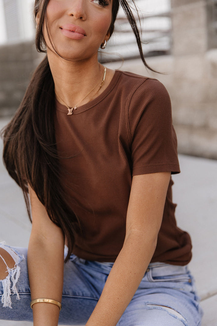 Ribbed Lulu Tee - Coffee