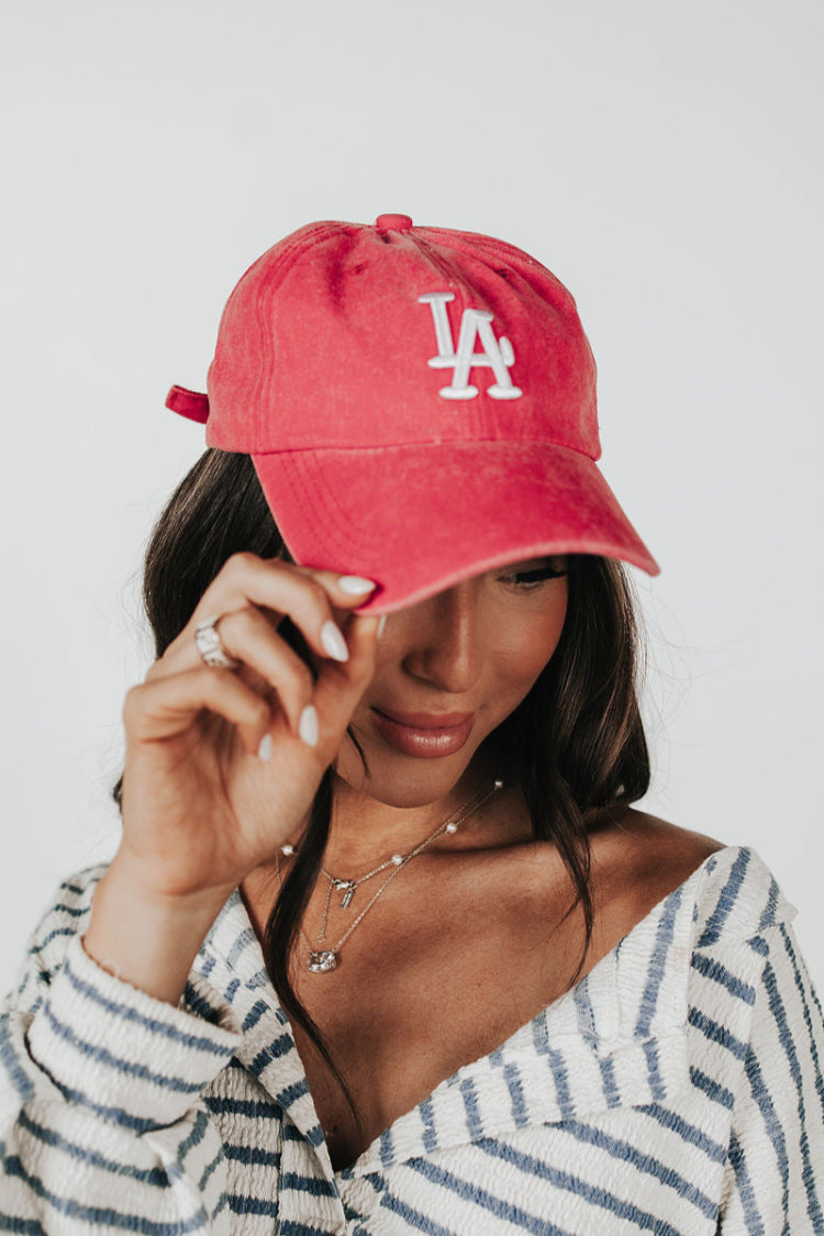 LA Vintage Baseball Hat - Red