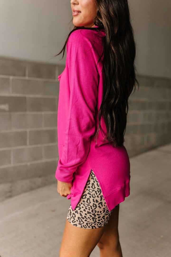 Side Slit Hoodie - Hot Pink - Mindy Mae's Marketcomfy cute hoodies