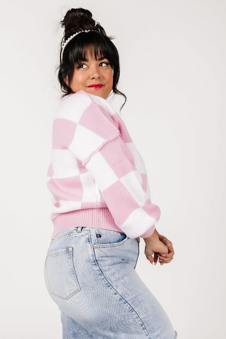 Kimmy Checkered Sweater - Pink