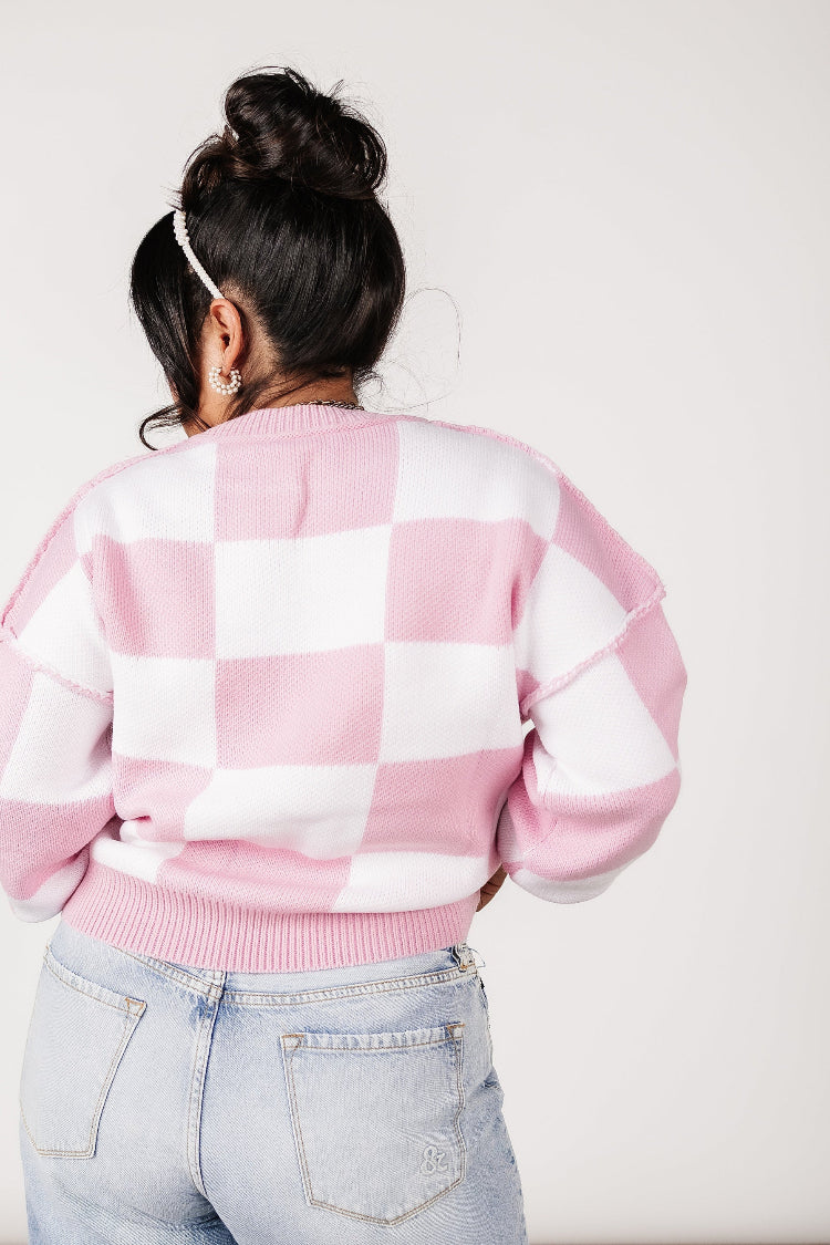 Kimmy Checkered Sweater - Pink