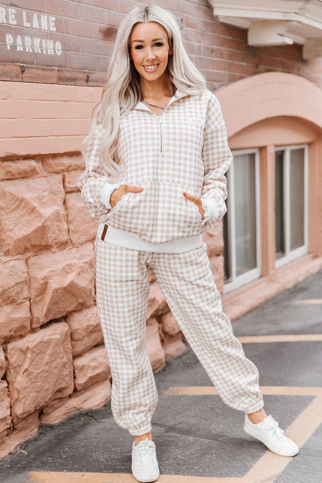 Comfort Zone Joggers - Gingham Lace