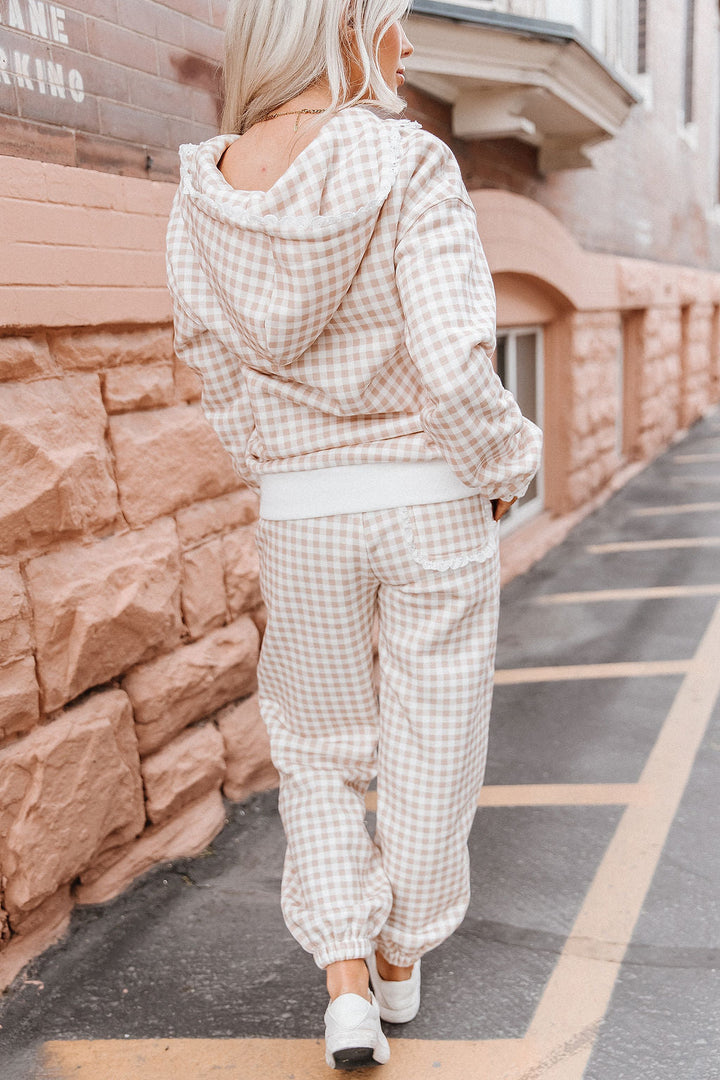 Comfort Zone Joggers - Gingham Lace