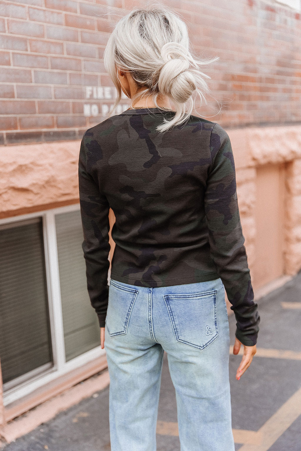 Button Front Long Sleeve Lulu - Cross-Country Camo