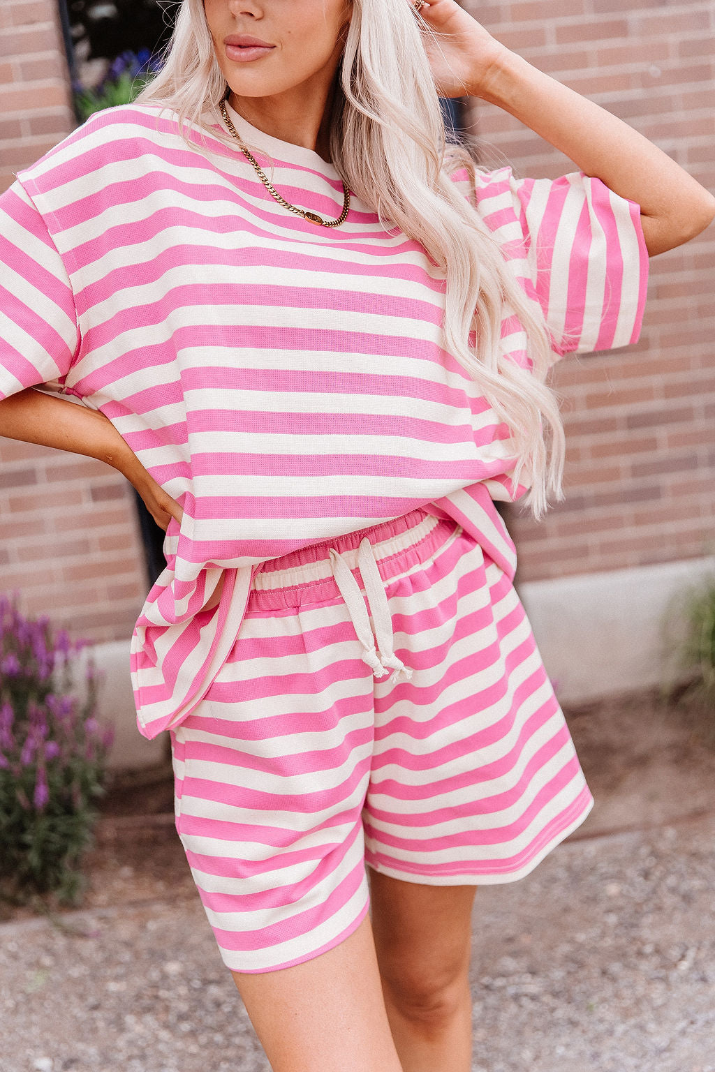 Preorder: Waffle Boyfriend Tee - Bubblegum Stripe