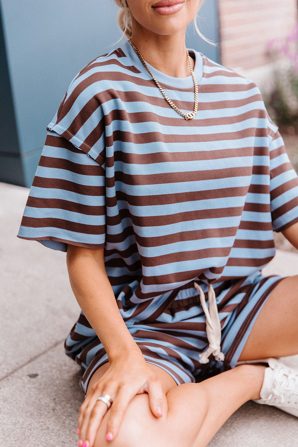 Preorder: Waffle Boyfriend Tee - Blueberry Stripe