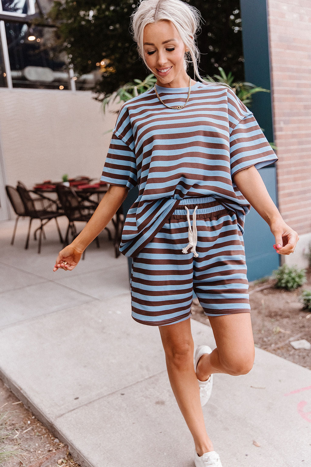 Preorder: Waffle Boyfriend Tee - Blueberry Stripe