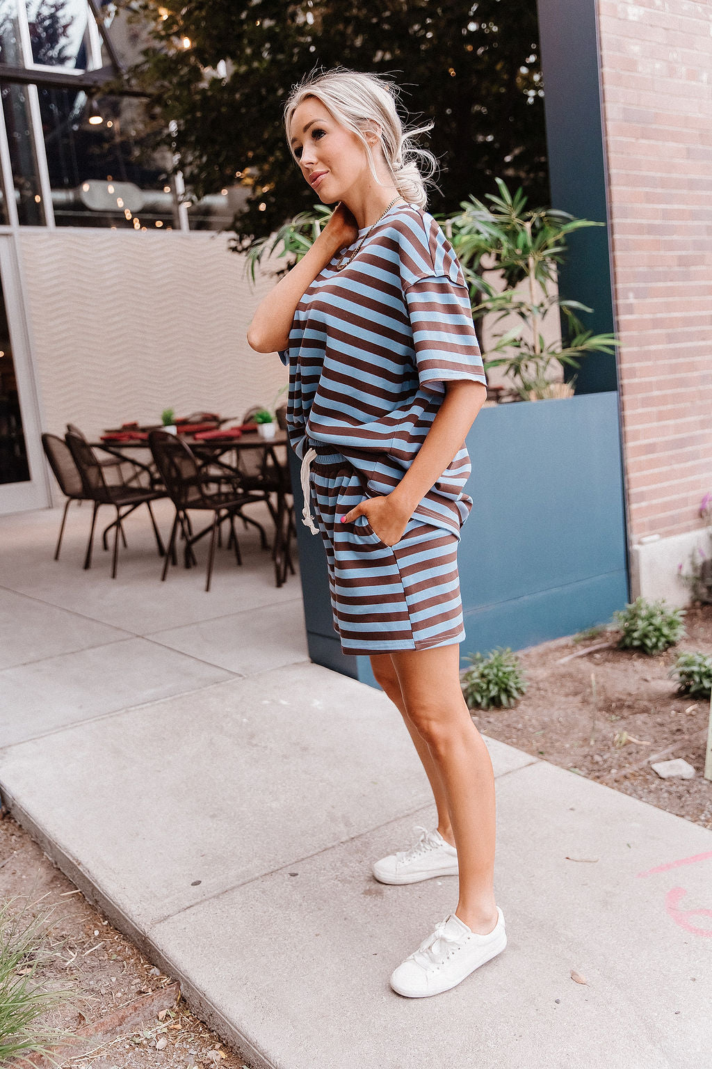 Preorder: Waffle 24/7 Shorts - Blueberry Stripe