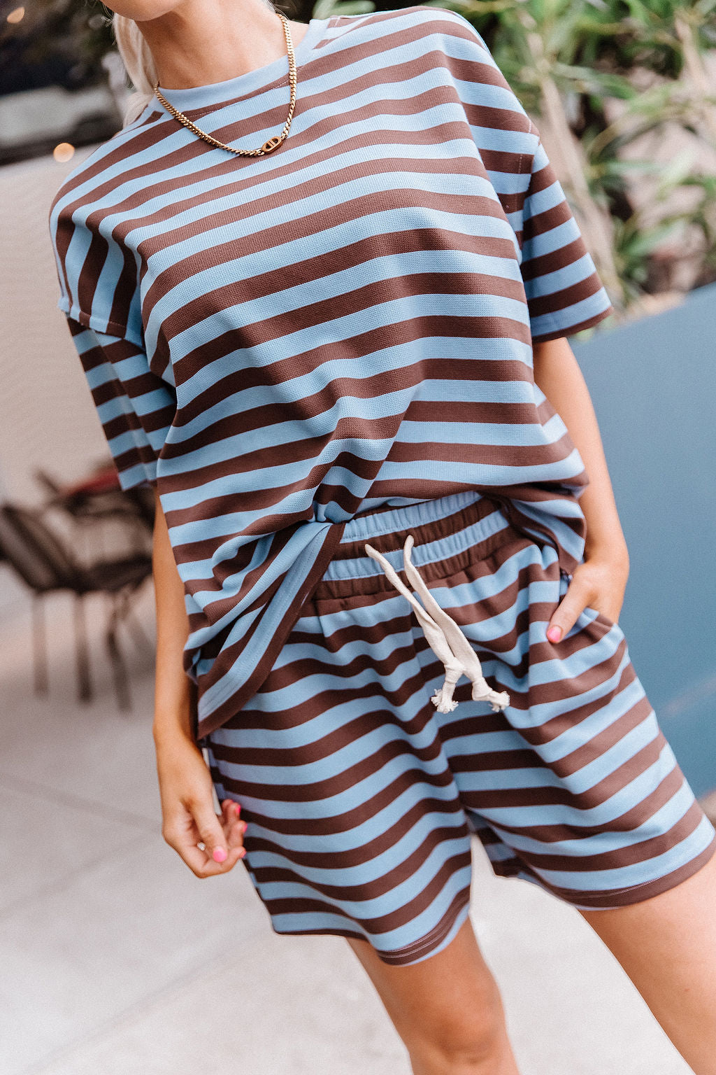 Preorder: Waffle Boyfriend Tee - Blueberry Stripe