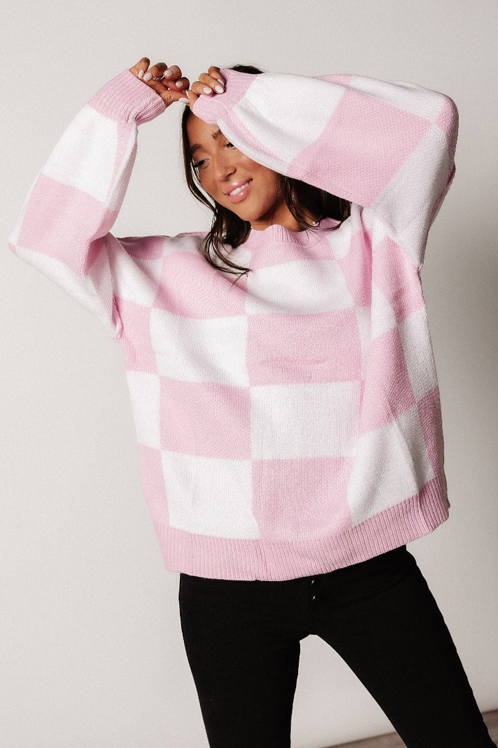 Kimmy Checkered Sweater - Pink