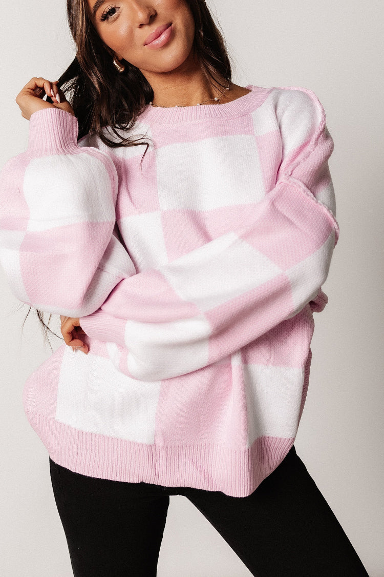 Kimmy Checkered Sweater - Pink