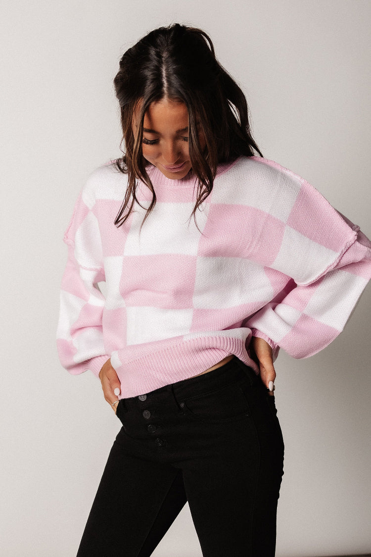 Kimmy Checkered Sweater - Pink