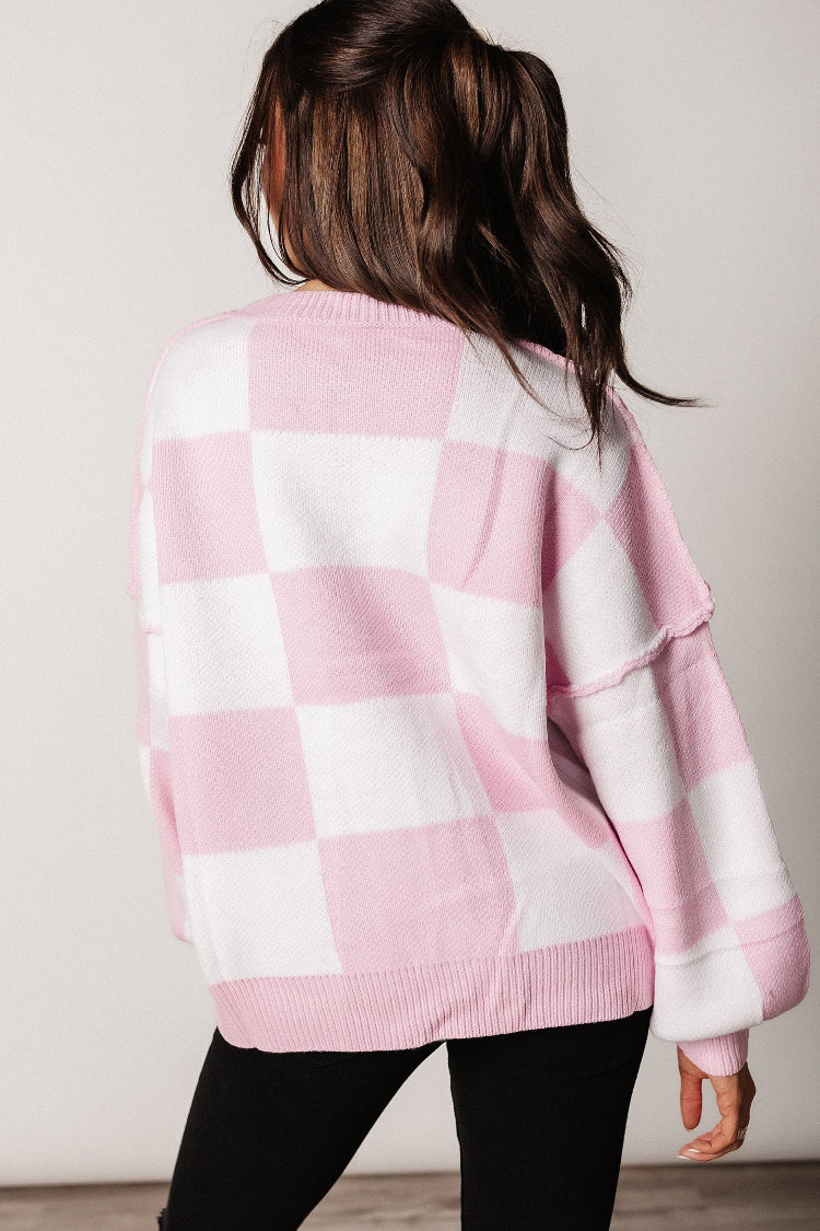 Kimmy Checkered Sweater - Pink