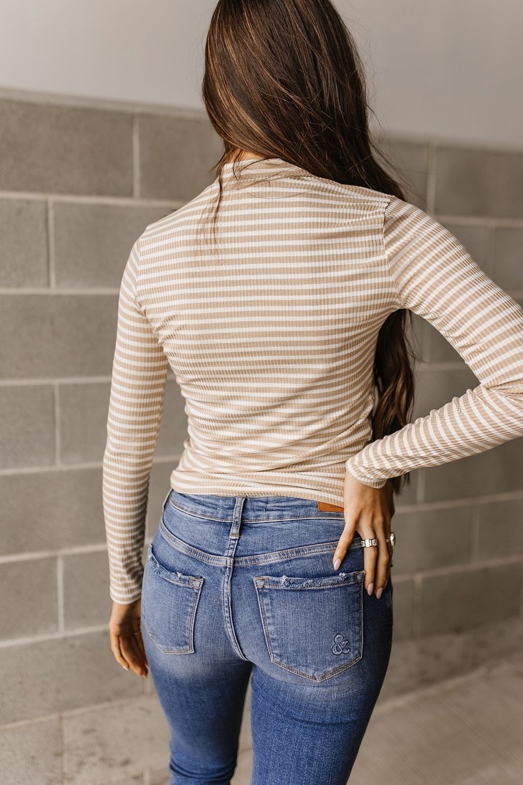 Essential Striped Top - Taupe - Mindy Mae's Marketcomfy cute hoodies