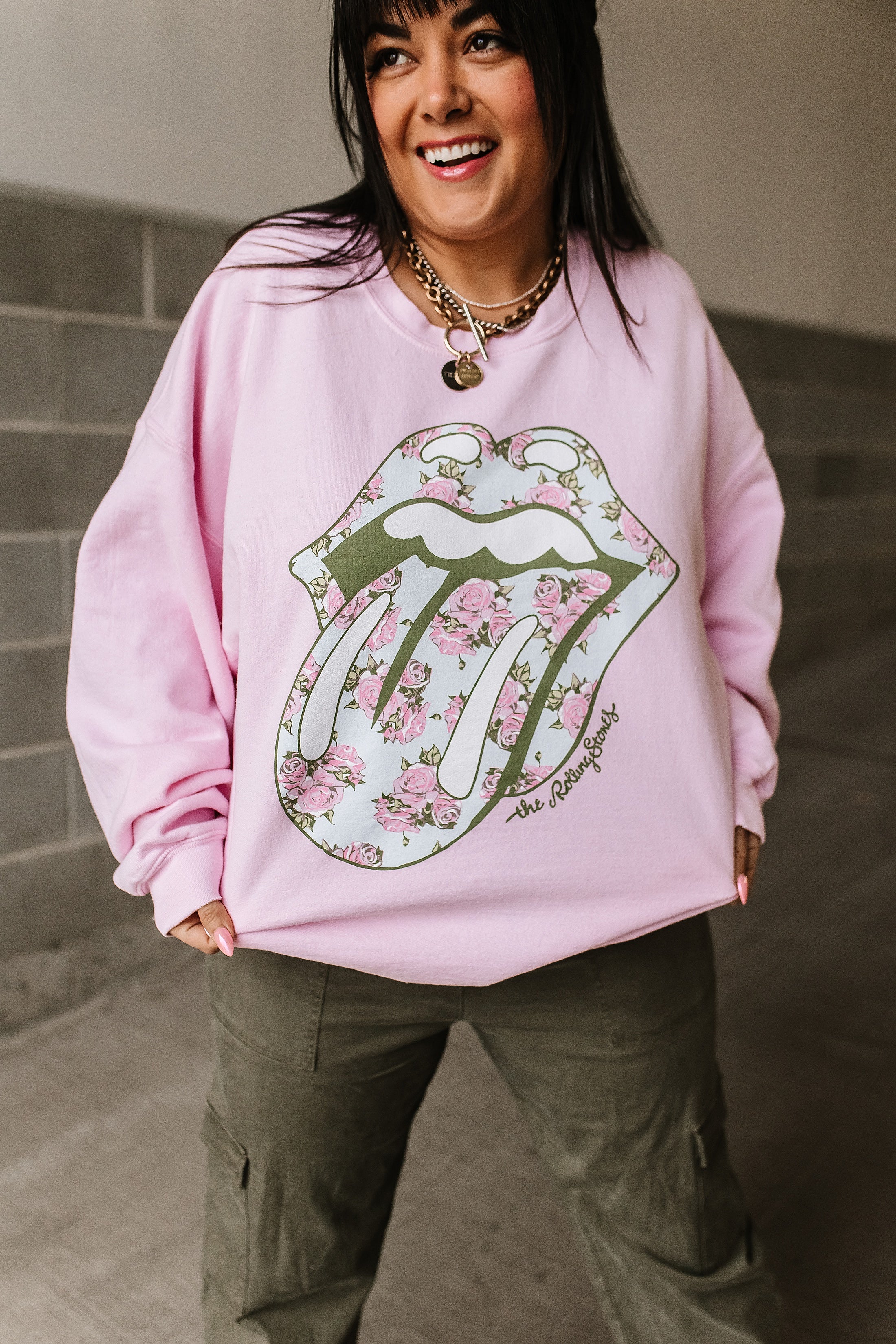 Floral Rolling Stones Pullover