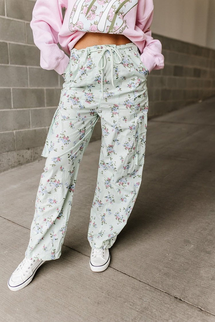 Floral Cargo Pants - Mint - Mindy Mae's Marketcomfy cute hoodies