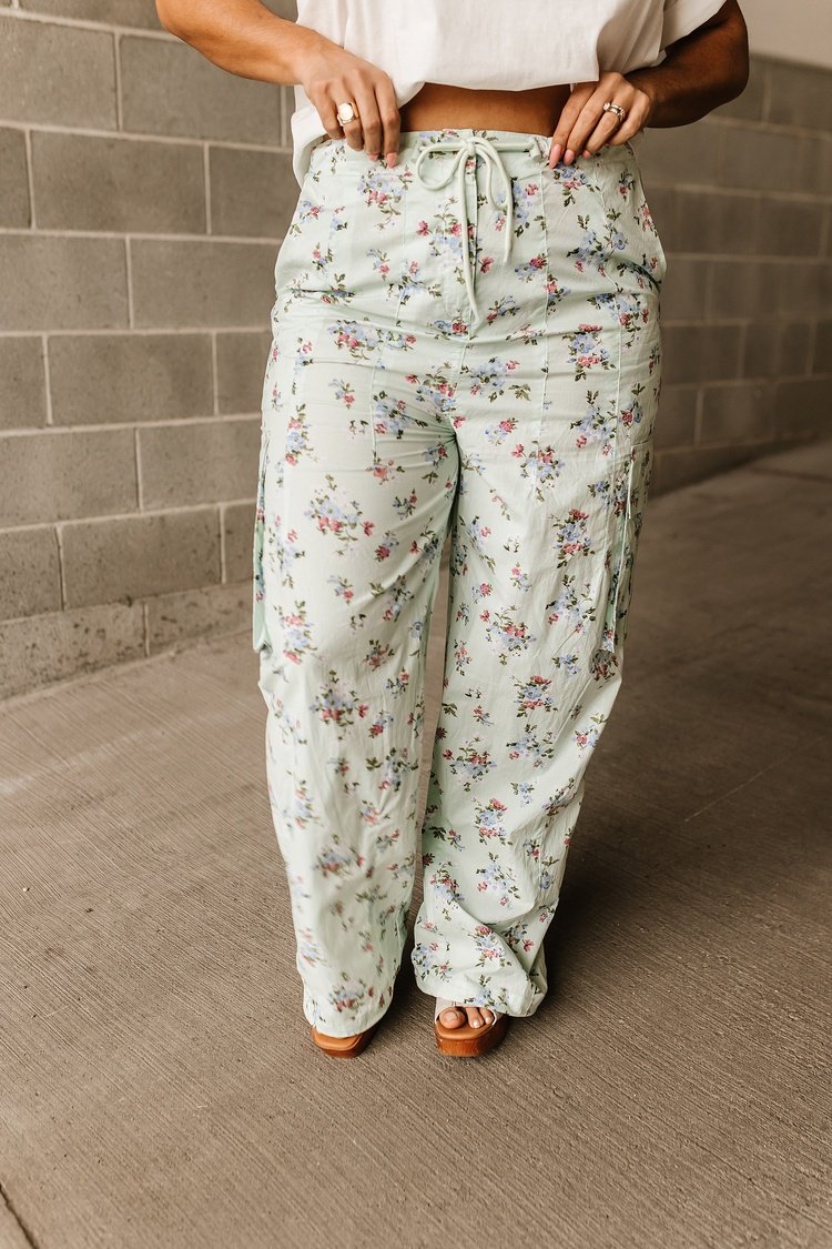 Floral Cargo Pants - Mint - Mindy Mae's Marketcomfy cute hoodies