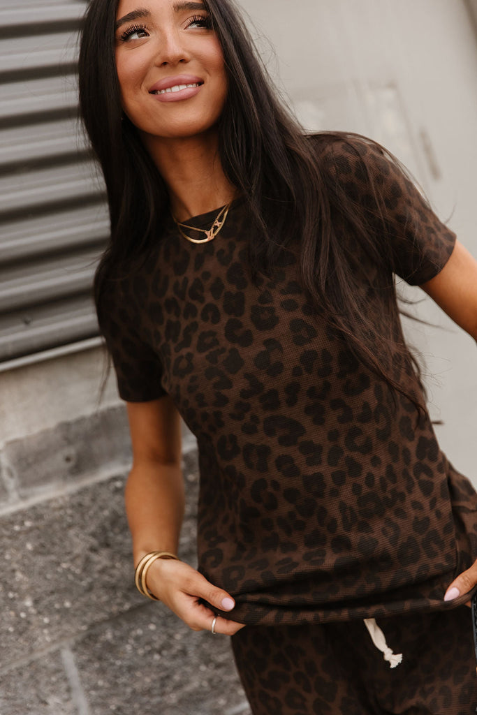 Waffle Lulu Tee – Roam Wild | Textured Stretch Leopard Print T