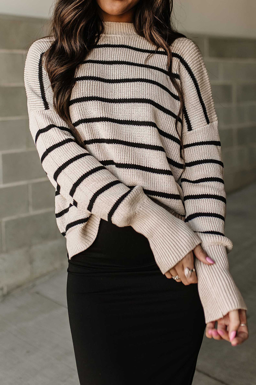 Aimee Striped Sweater - Sand