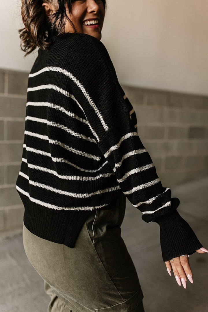 Aimee Striped Sweater - Black - Mindy Mae's Marketcomfy cute hoodies