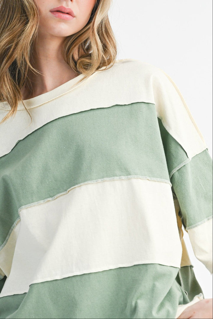 Lizzie Contrast Pullover - Green