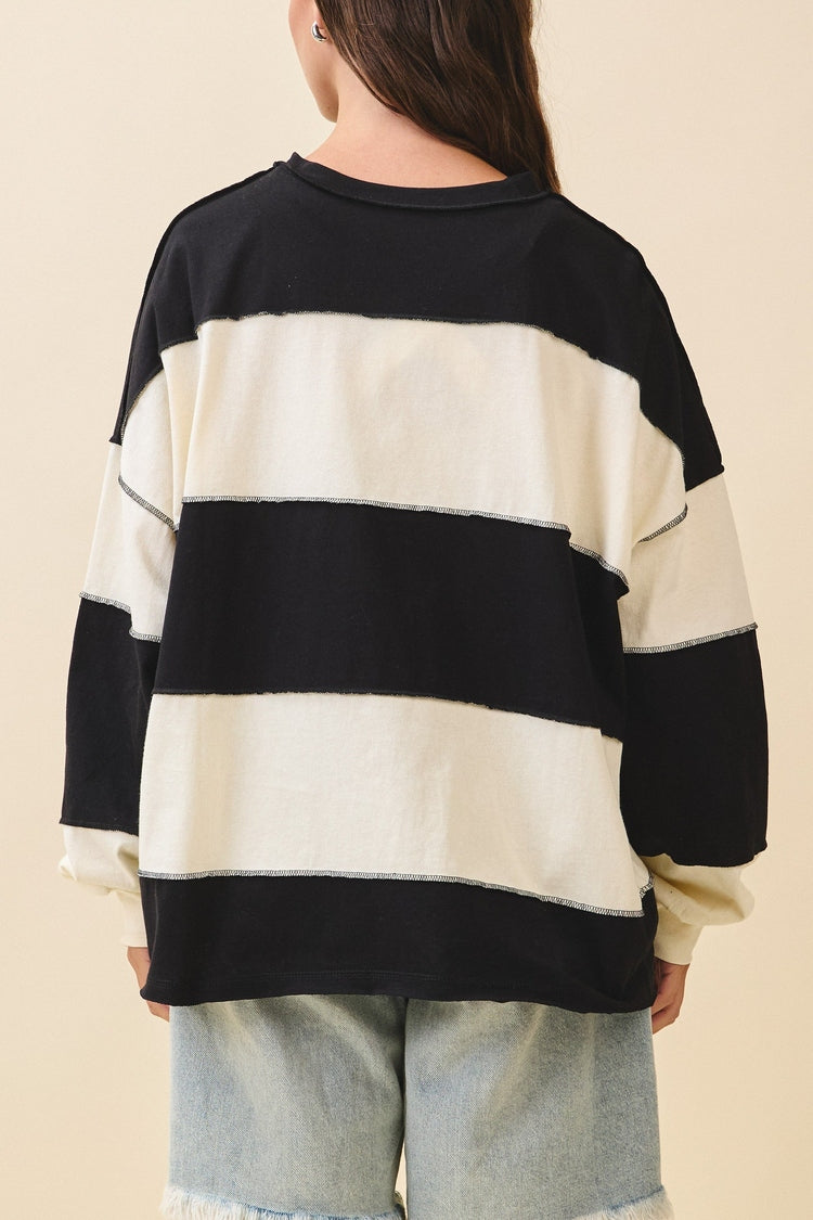 Lizzie Contrast Pullover - Black