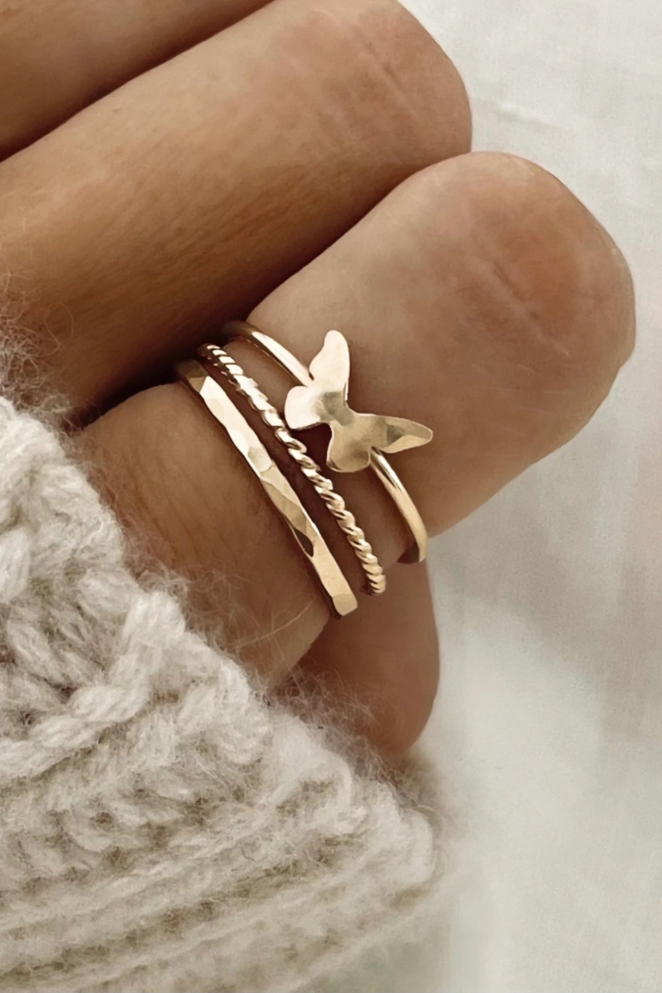 Tiny Butterfly Stacking Ring Set - Mindy Mae's Marketcomfy cute hoodies