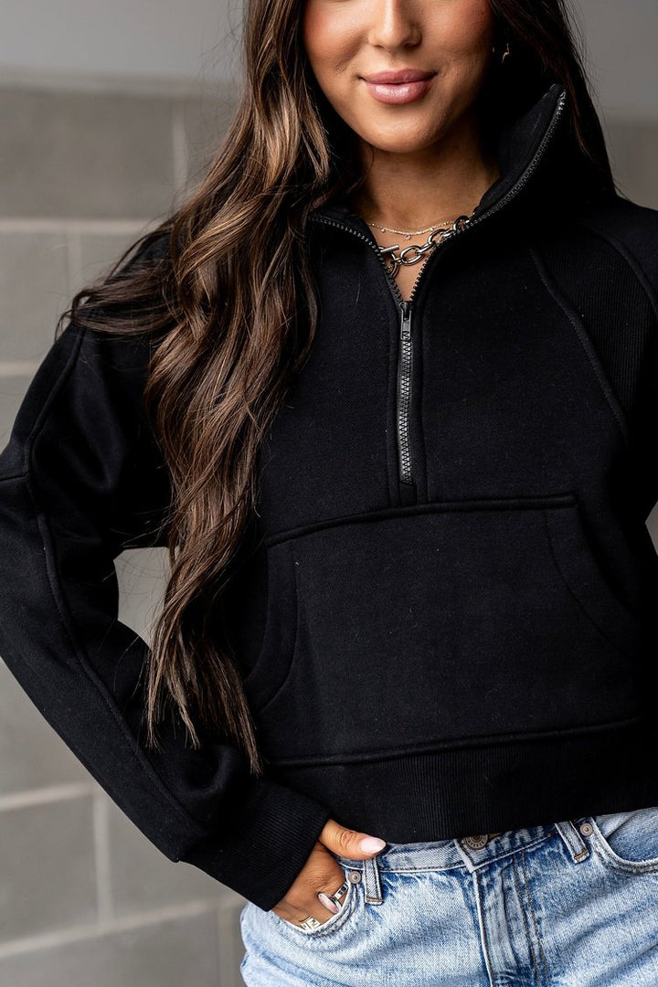 Dove Half Zip Sweatshirt - Black - Mindy Mae's Marketcomfy cute hoodies
